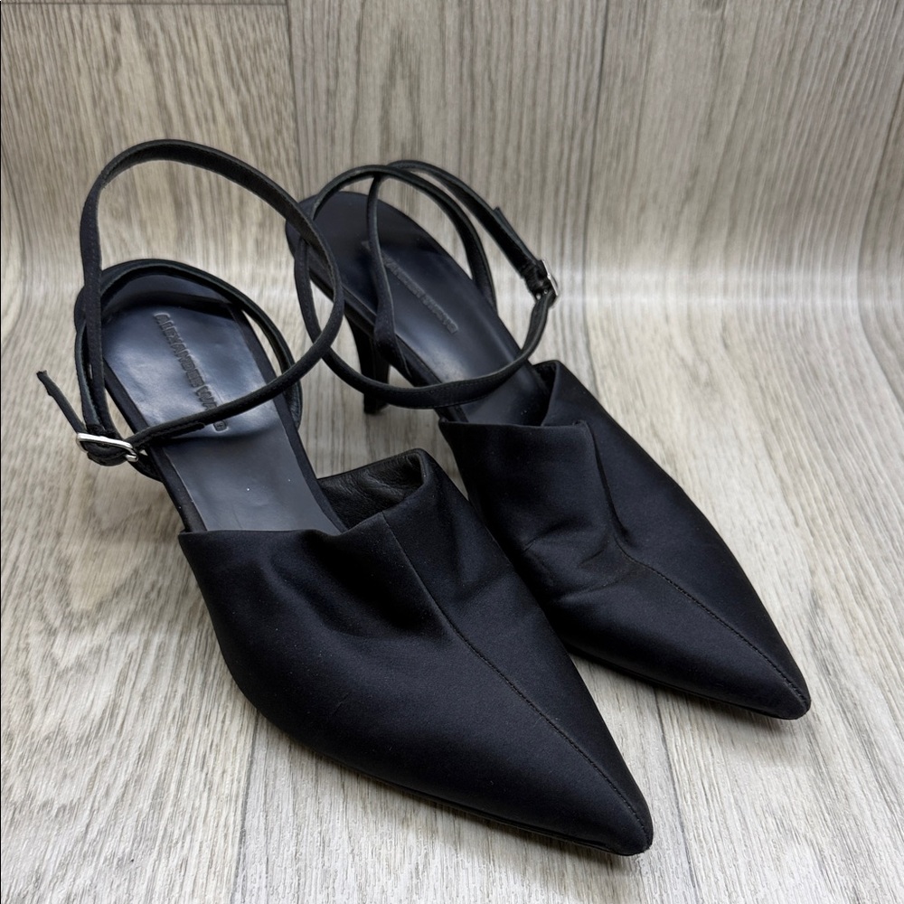 Alexander Wang Black Satin Slingback Heels